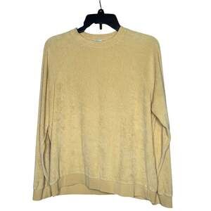 Kule Yellow Franny Crewneck Terry Cloth Long Sleeve Sweatshirt Cozy Size Small